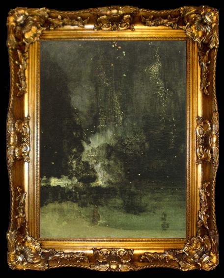 framed  James Mcneill Whistler nocturne in black and gold the falling rocket, ta009-2